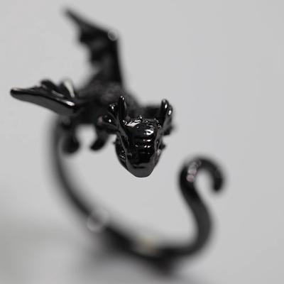 Prsten Malý Drak Gotický Lolita Styl Tmavý Vysoká Krása Pár Prsten