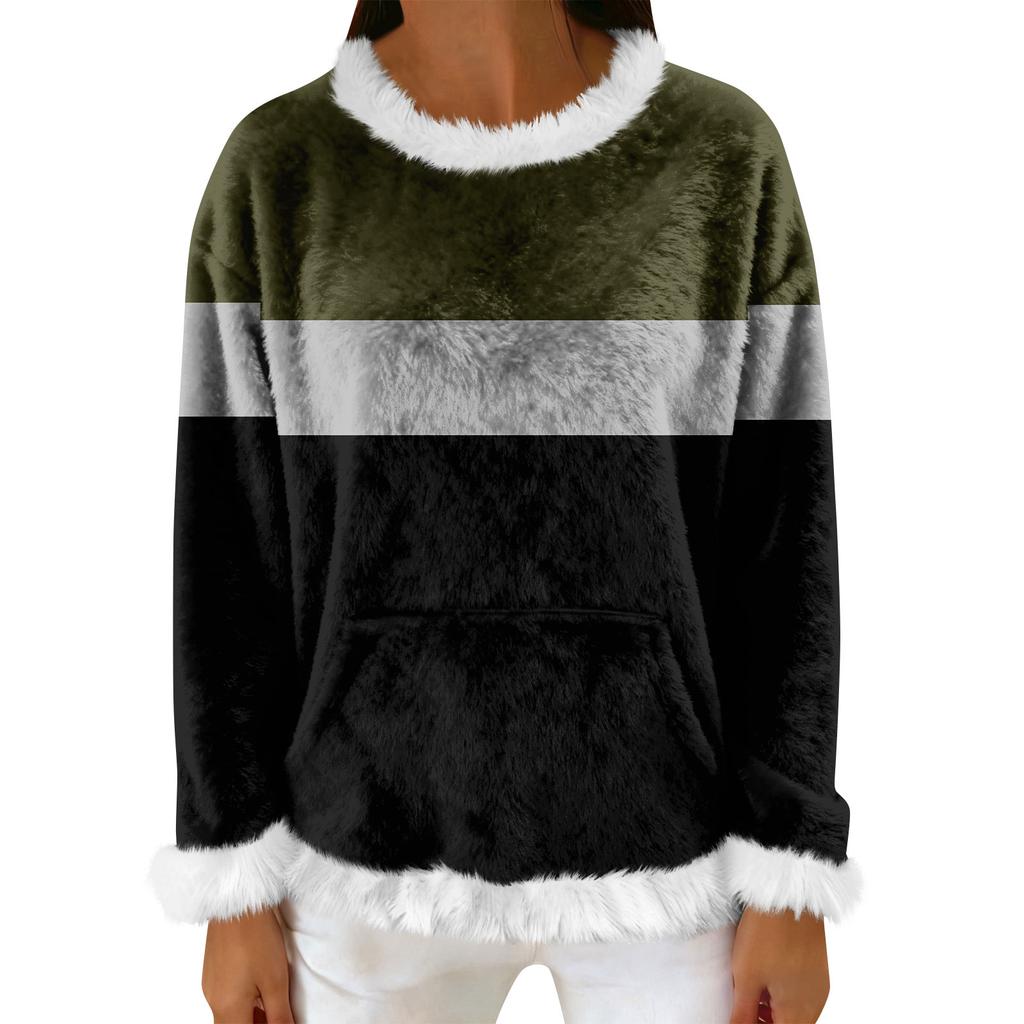 Women's Casual Fleece Sweatshirt  Long-Sleeve Round  Neck Casual Comfortable Loose-Fit Lightweight Women's Flannel Sweatshirt