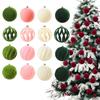 Mixed Texture Christmas Ornament Balls Flocked Surface Flocked Christmas Balls  Holiday Home Decor