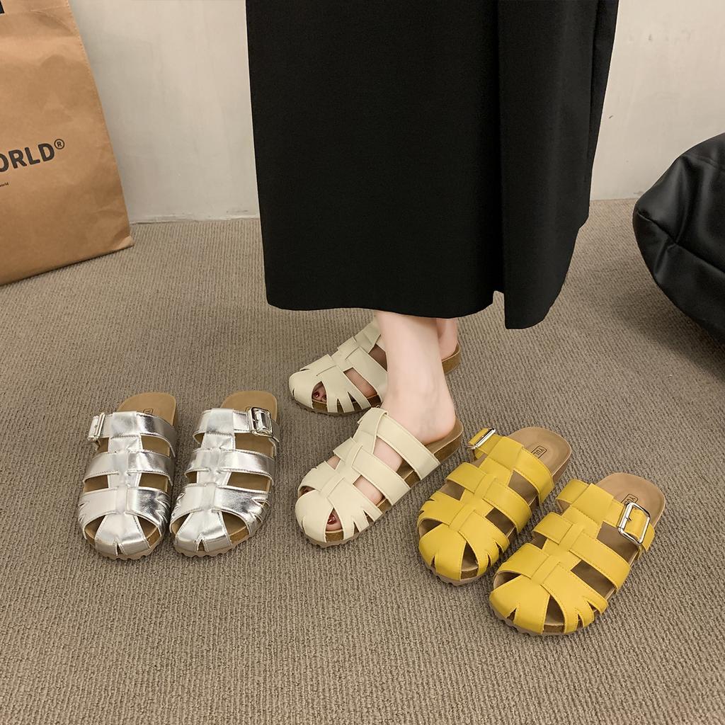 Fashion Slippers Women Summer Shoes Pantofle Slides Cover Toe Loafers Fretwork Heels Platform 2025 Rubber Loafers Shoes Ladies' Slippers