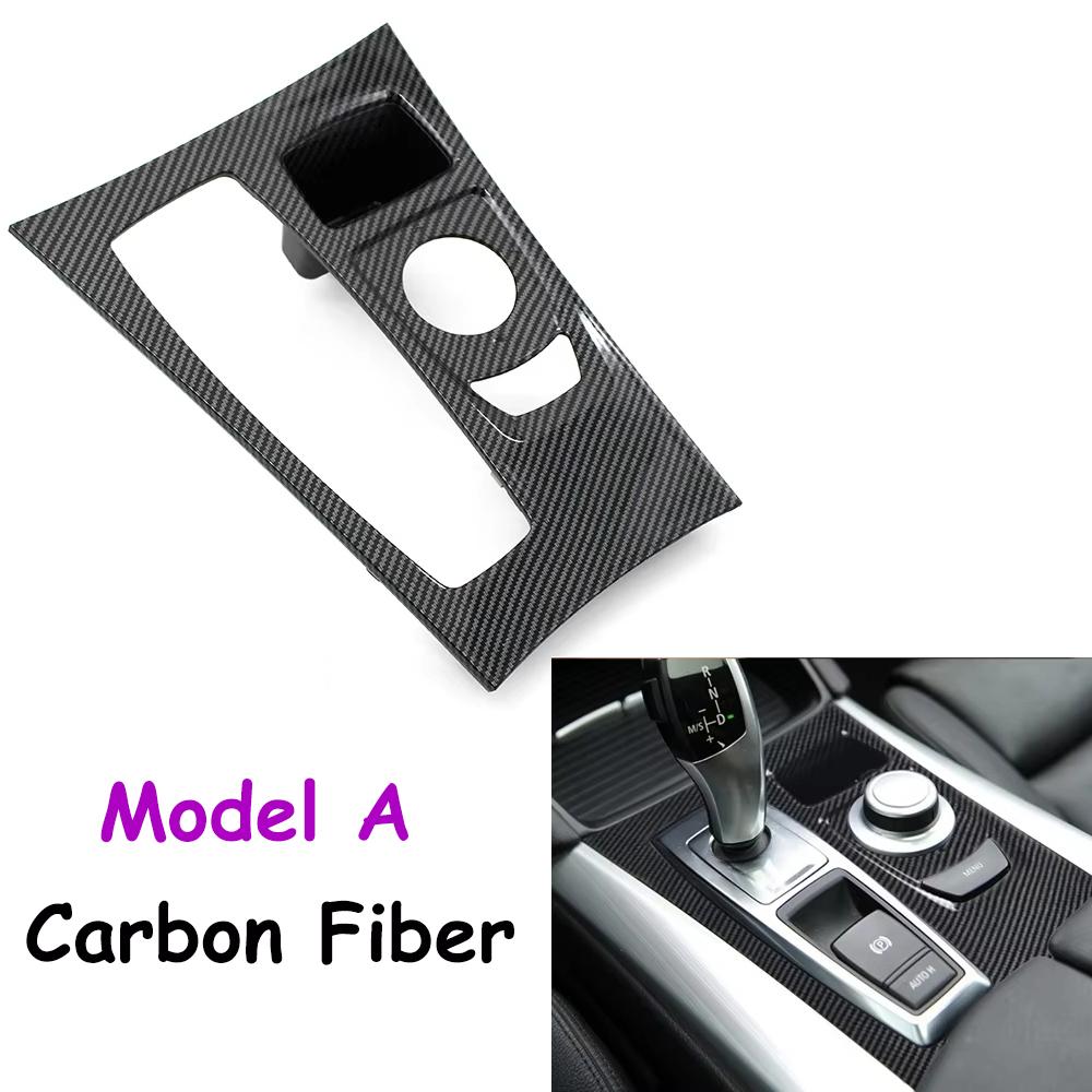 E70 E71 E72 LHD Автомобильная центральная консоль Панель отделки крышки рычага переключения передач Замена Для BMW X5 X6 2007-2013 51166954947 51169164485 Model A-Carbon Fiber