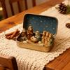 Miniature Christmas Nativity Set In A Tin Box Handcrafted Pocket Nativity Scene Gift Small Religiou Holy Family Ornament for Desk Shelf Travel Decor