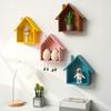 Wood House Wall Display Shelf, Wall Mounted Decorative Floating Shelf, Small Toys Dolls Organizer for Entryway, Living Room, Nursery