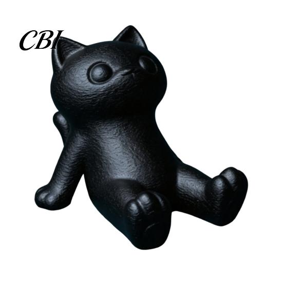 Hands Free Video Stand Cute Cat Phone Stand, 3D Printed Lying Desk Holder for Cell Stable Smartphone Tablet, Mount Home Office Decor, Gift Lovers