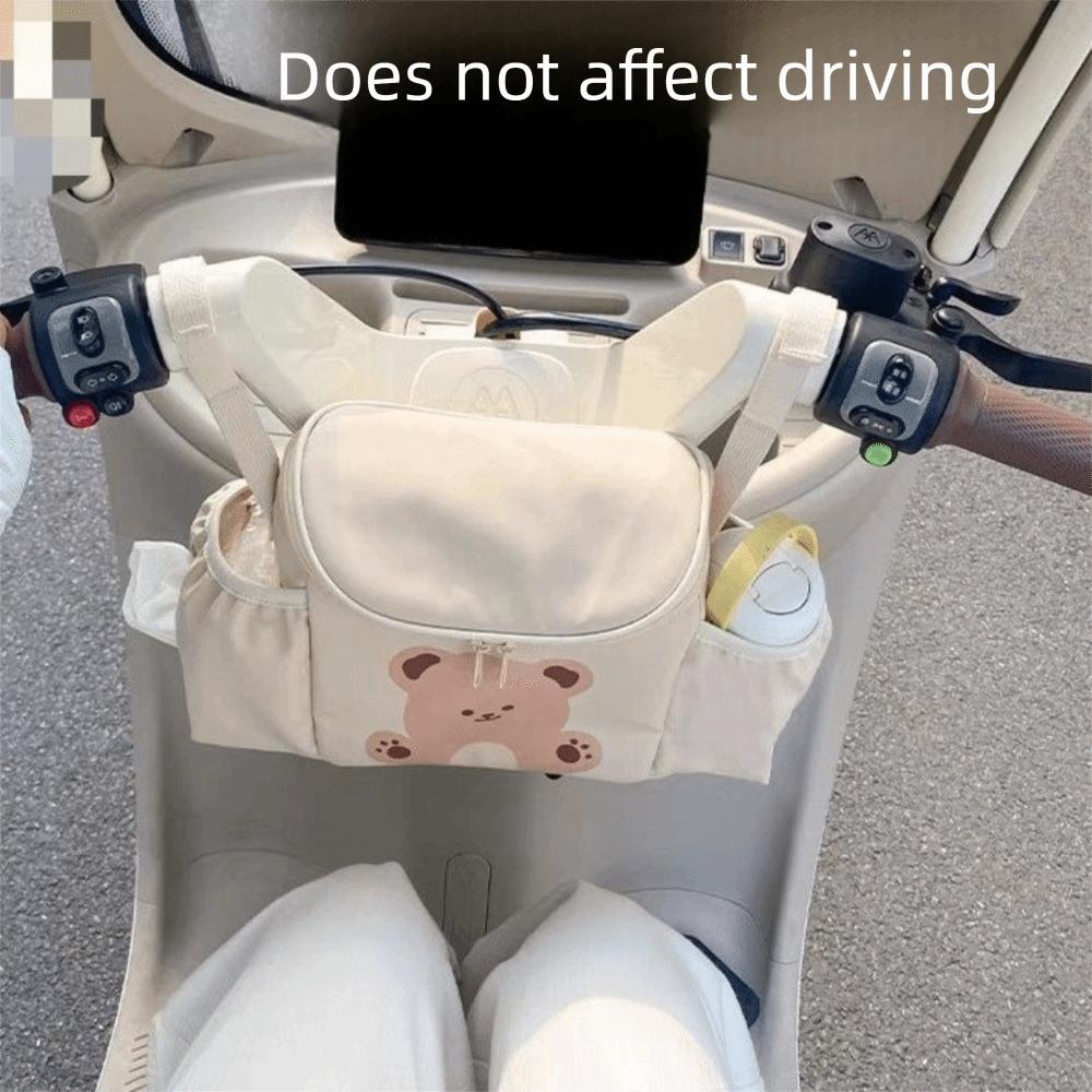 PU Leather Bicycle Handlebar Bag Large Capacity Riding Front Handle Hanging Bag Stroller