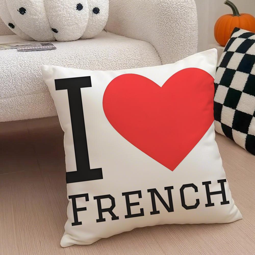 City Romantic Paris France Cushion Cover Throw Pillow Cover Hidden Button Durable Polyester Chair Cushion