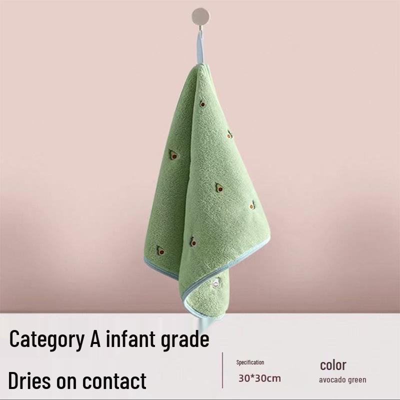 Soft Cute Cartoon Coral Fleece Hanging Hand Towel - Absorbent Kitchen Wiping Cloth