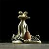 Vintage Brass Meditation Frog Statue Trinket Copper Animal Sculpture Incense Burner Home Desk Decoration Tea Pet Creative Gifts