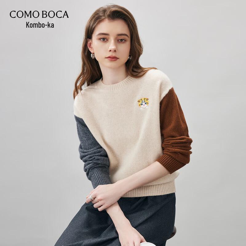 

Komon Boca Women s 100% Wool Color Block Round Neck Sweater L