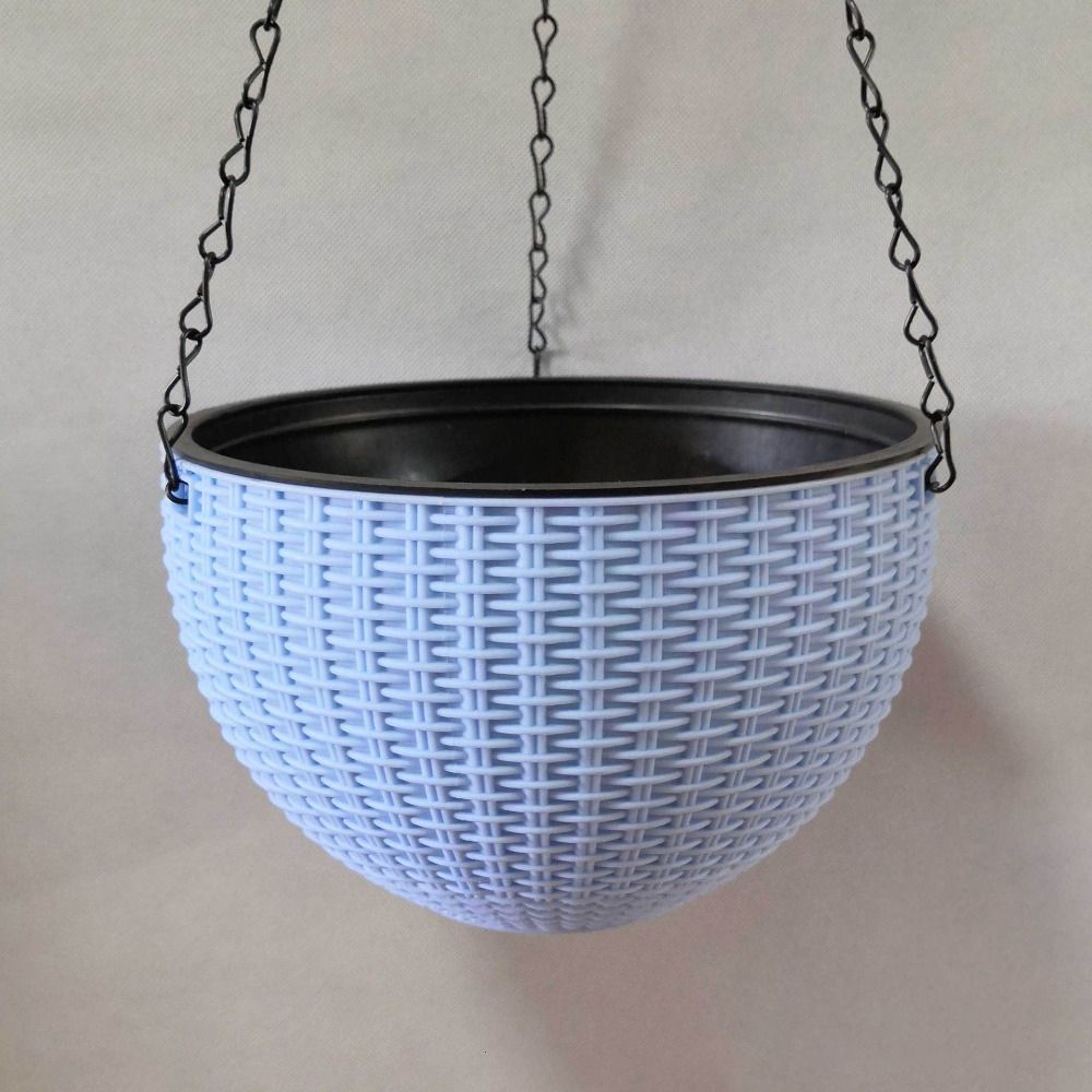 

with Chain Woven Plaited Baskets Plastic Hanging Flower Pots Houseplant Flowerpot Balcony синій