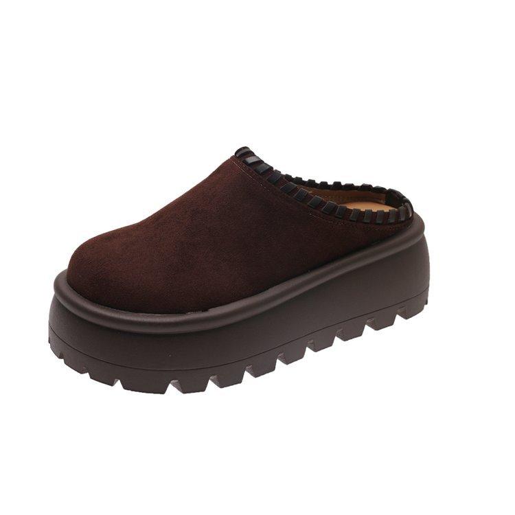 Gruby spód podwyższający Boken torba głowa półkapcie damskie noszenie 2025 wczesna jesień nowe małe leniwe muller kapcie