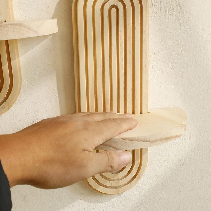 1Pcs Vintage Home Decor Display Shelf Bohemian Wall Mounted Wooden Shelf High Quality Wooden Wall Storage Rack