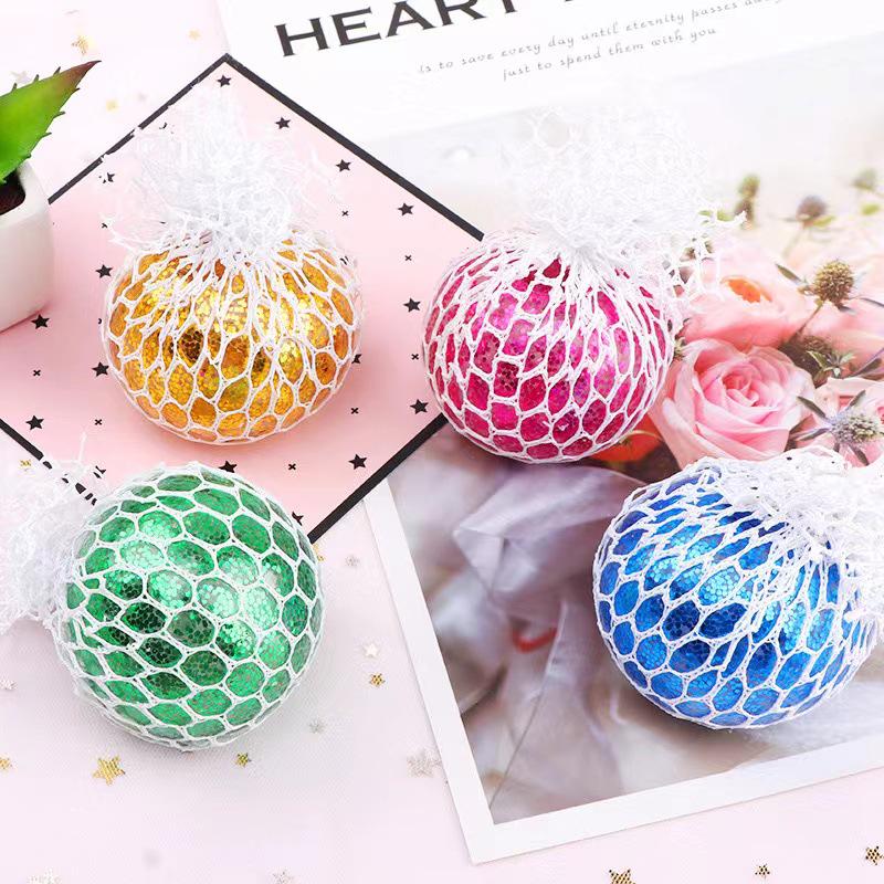 Street Stall Stress Relief Grape Ball - Creative Water Squeeze Toy with Slow Rebound Net Bag