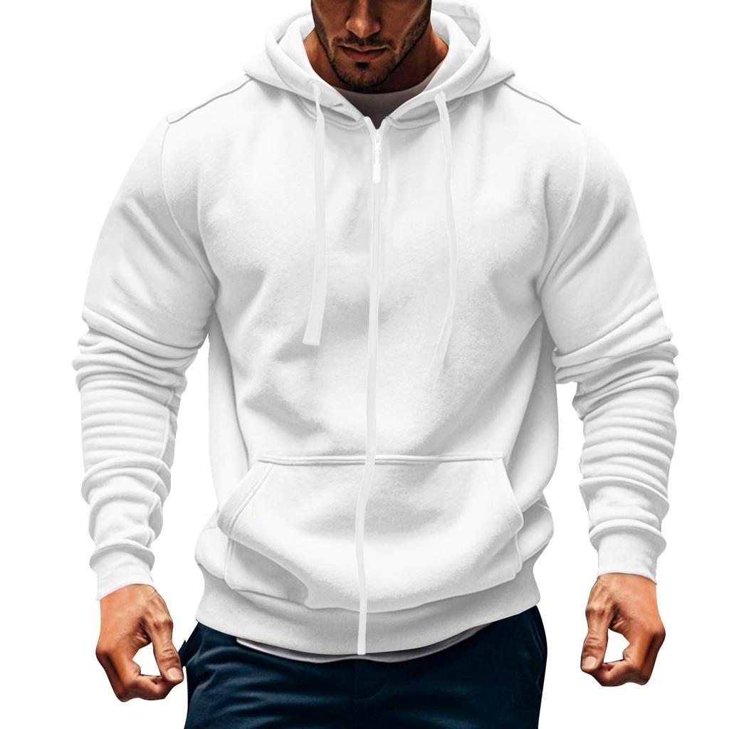 Men Zip Up Hoodie Sweatshirt with Drawstring Hood Full Front Zipper Casual Long Sleeve Jacket with Pockets for Everyday Wear