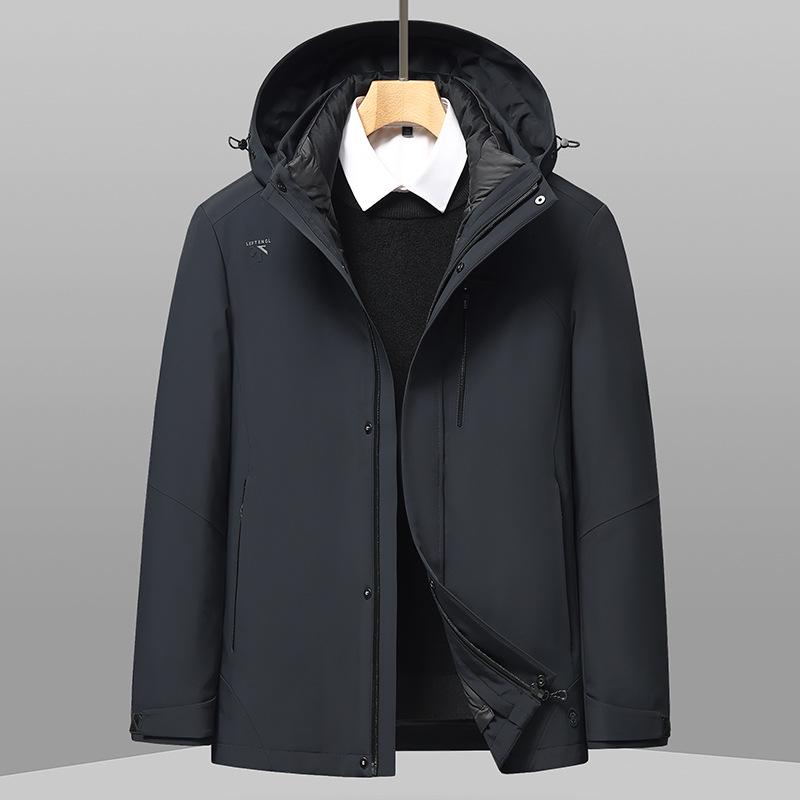 

Men s Hooded Thickened Winter Coat with Detachable Liner - Warm Duck Down Jacket 180 темно-синього кольору