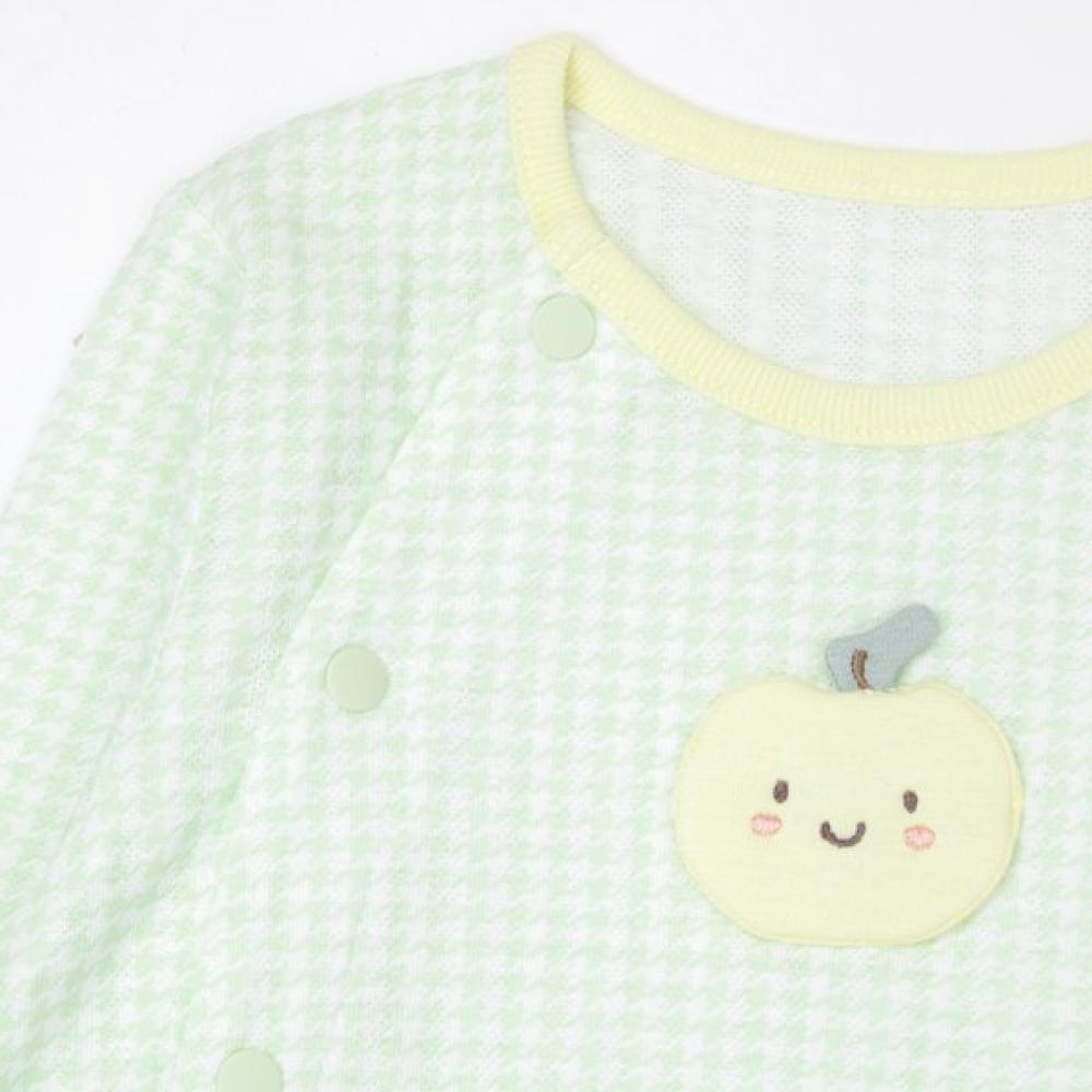 ORGANICMOM Apple Check Long Sleeve Bodysuit Hat Set  Mislqs02 