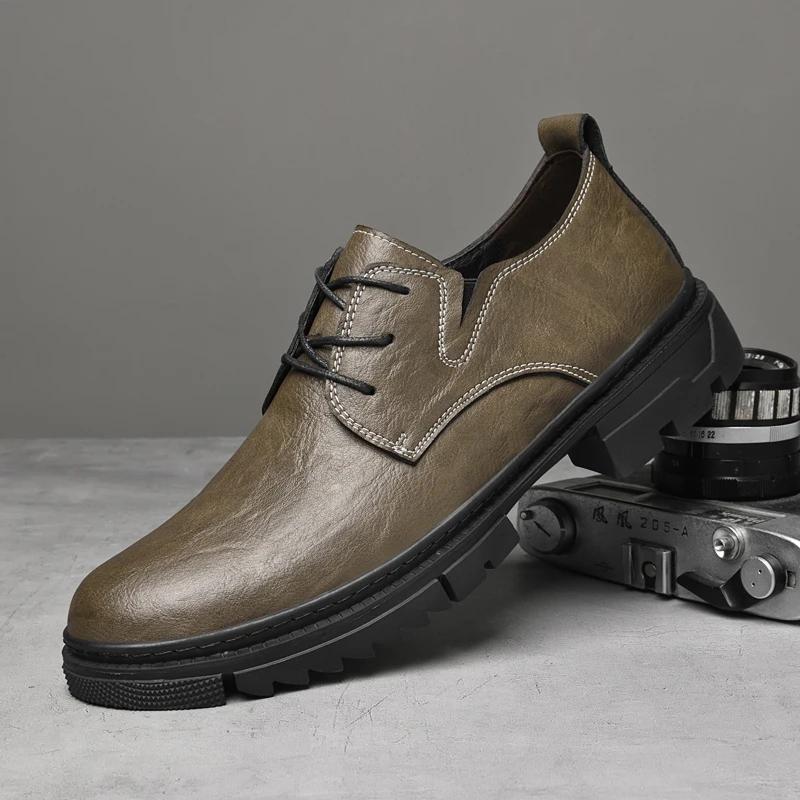 Fashion Outdoor Designer Oxford Flats Genuine Leather Office Walking Shoe Comfy Casual Leather 2026New Men Brogue Business Shoes