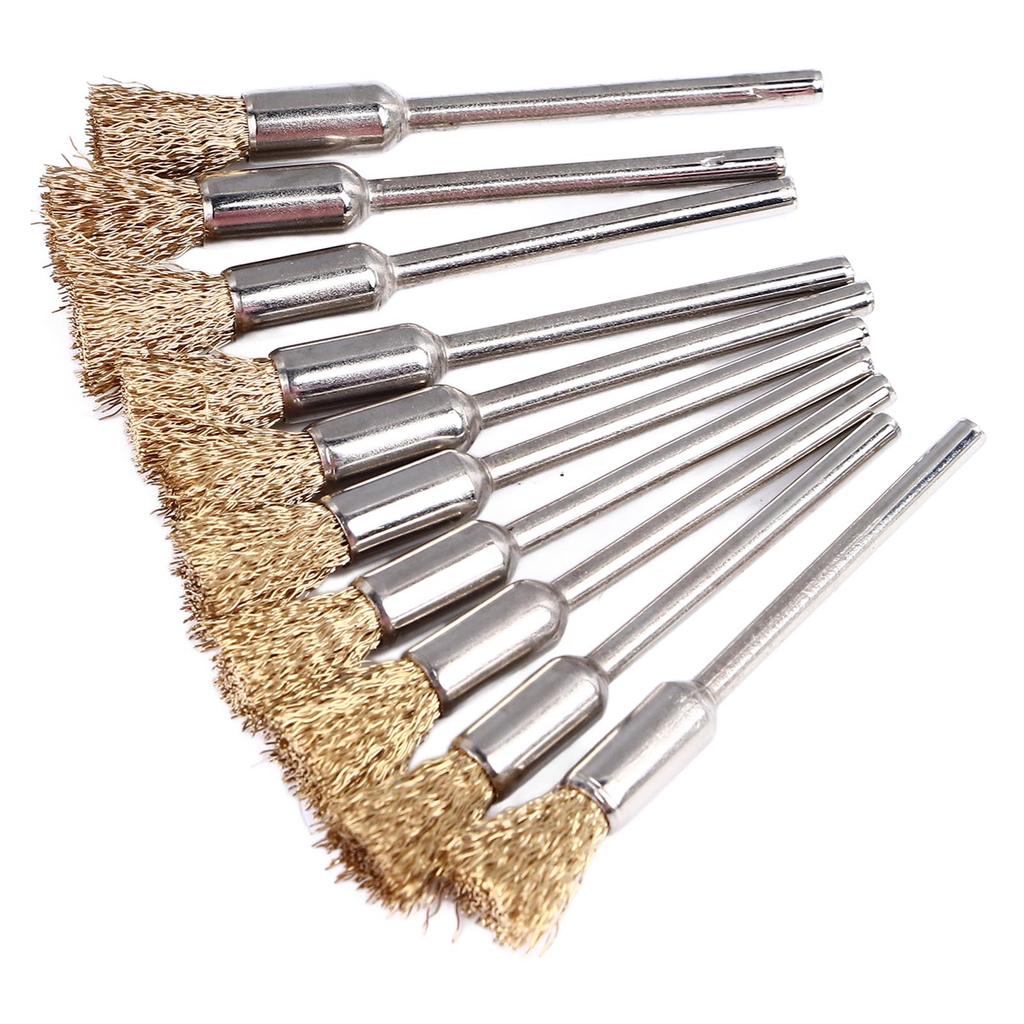 30pcs Extended Wire Brush Pen Shape Steel Copper Wire Cleaning End Brush Rust Paint Removal Bits Polishing Rotary Tools