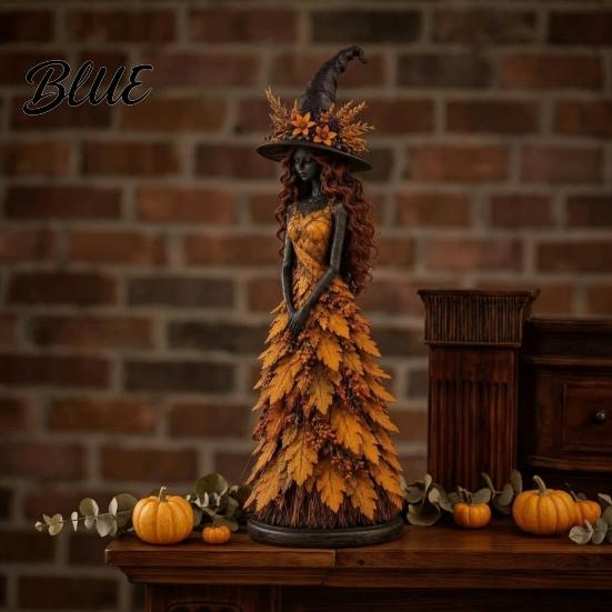 Collectible Witch Statues for Halloween Autumn Figurine Statue Fall Tabletop Decor Shelf Decoration Unique Ornaments Home Mantel Fireplace