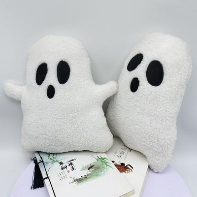 Cute Ghost Shape Fluffy Lamb Wool Plush Pillow Soft Cushion for Sofa Bed Decor