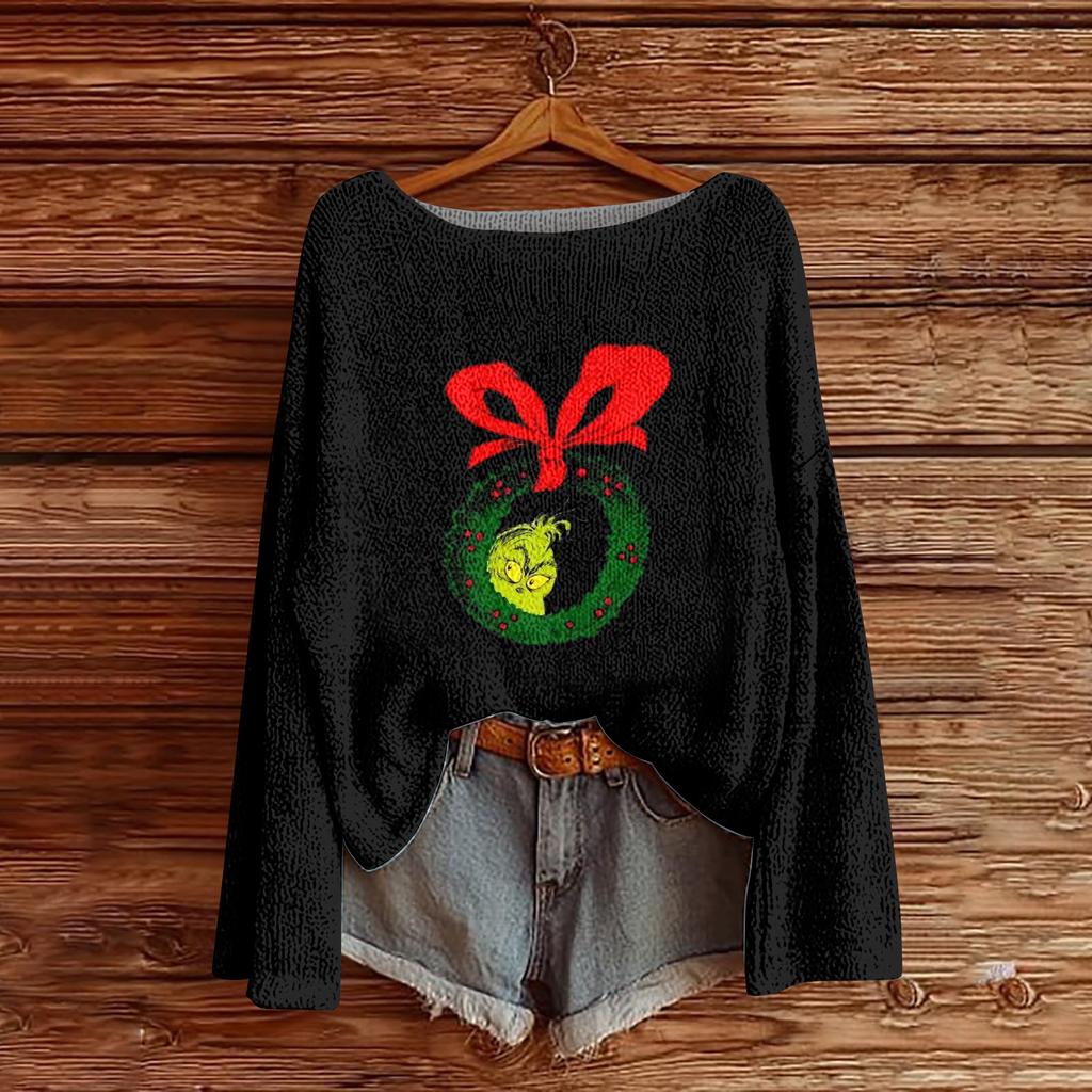Women's Fashion Round Neck Long Sleeve Pullover Faux Sweater Knitted Pullover Top