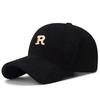 3D Embroidered 'R' Letter Corduroy Baseball Cap Solid Color Adjustable Strap Sunscreen Hat Breathable Sun Hat Outdoor Sports