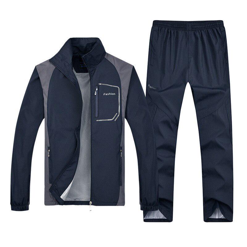 Mens Tracksuit Set Two Pieces Spring Autumn Sporting Track Suit Male Sweatshirts Jacket +Pants