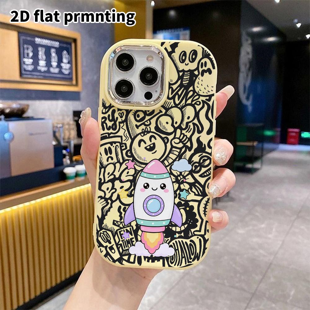 Phone Case: 2D Flat Design Suitable for iPhone 18 17 16 15 14 13 Pro Protective Case, Couple Style, Colorful Little Rocket, Christmas and Halloween Gi