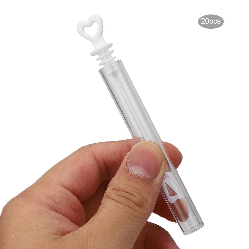 20stk Bubble Wands Tube Tom Bubble Såpeflaske Bryllupsfestdekorasjon Barn LekeHjerte Hvit