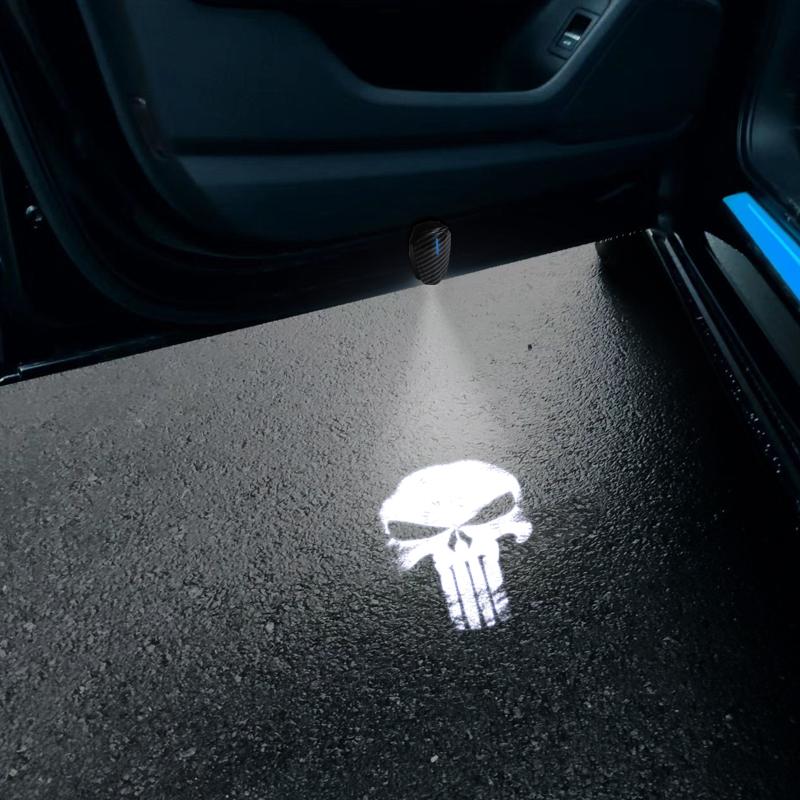 

2PCS Skull Logo Emblem Universal LED Car HD Door Light Courtesy Projector Lamp USB Rechargeable For Jeep Opel Skoda Dodge Volvo 2PCS For 2 Doors