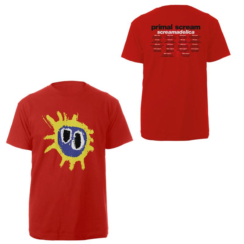 1984 British Acid Rock Primal Scream Original Call Band American Casual Red Short Sleeve T-Shirt Uninhibited Streets Literary
