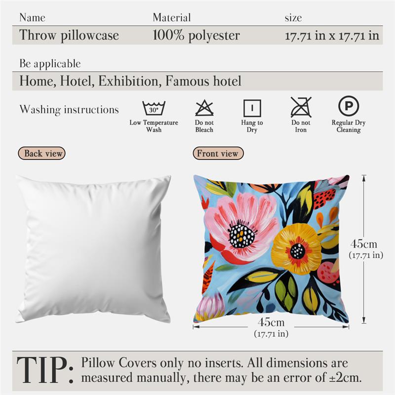 Federa per Cuscino Fiore Colorato Giungla Tropicale Copricuscino Decorativo Pianta Astratta Arredamento Casa Cuscini Divano Letto Cojin