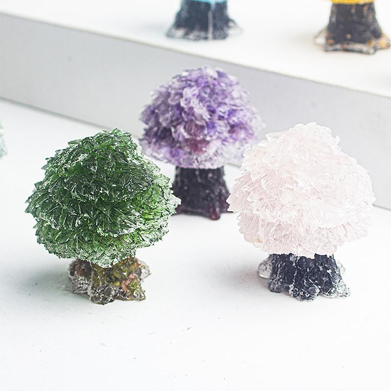 1Pc Natural  Stone Mushroom Tree Statue Reiki Stone Figurine Home Office Decoration