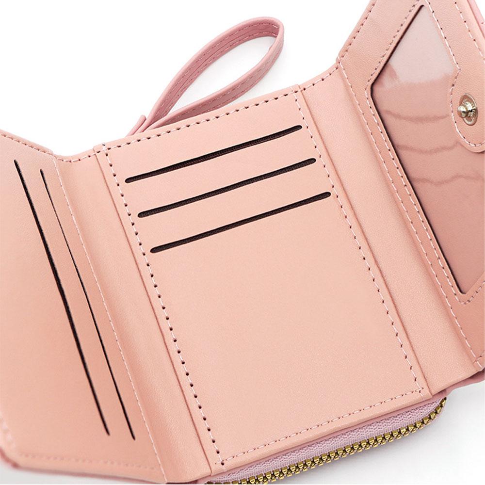 1Pc Fashi Embroidered Heart-Shaped Short Wallet, Heart Pattern Stitch Detail Coin Purse, Daily PU Leather Zipper Small Wallet