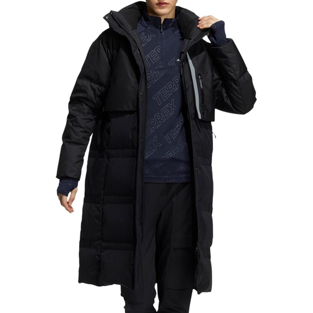 Adidas Solid Color Glow In The Dark Casual Mid-Length Hooded Down Jacket Women Outerwear Black H13861