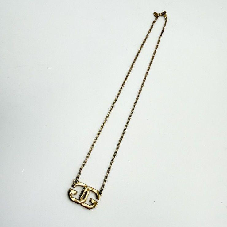 Used GIVENCHY GG Logo Vintage Necklace Gold Tone Chain Women's Total Length 38cm