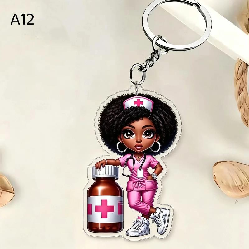 1 Stück Süßer Figuren Schlüsselanhänger 2D Flach Acryl Cartoon Arzt Krankenschwester Schlüsselanhänger Rucksack Hängeanhänger Für Medizinisches Personal Paar