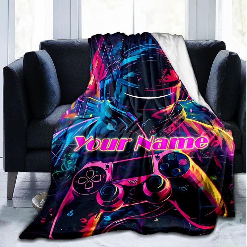 1PC Custom Name Cyberpunk Profile outdooor Flannel blankets Patterns Throw Blanket All-Season Soft Gift for Couch, Bed, Camping gifts