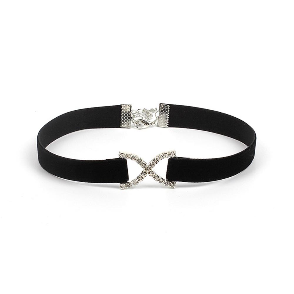 Kpop Black Velvet Clavicle Chain Collar Trendy Black Acrylic Zircon Zircon Heart Crystal Choker Necklace For Women Jewelry
