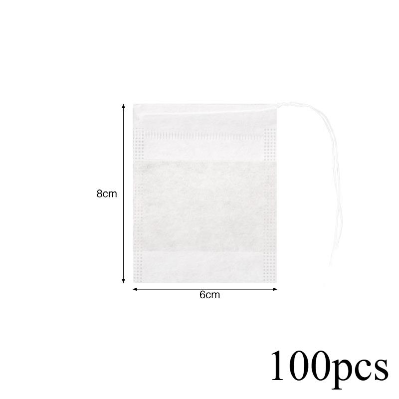 100pcs Disposable Tea Bags with Drawstring, Infusion for Herbal Tea, Coffee and Medicinal Use, for Home, Restaurants and Cafes