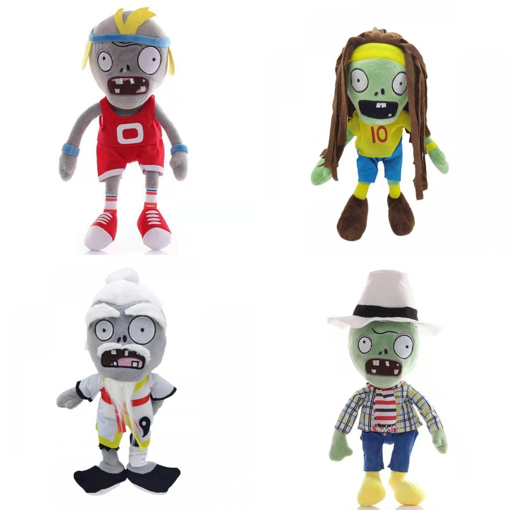 Plants Vs Zombies Sports Newspaper Roadblock Iron Bucket Zombie Plush Toy Doll For Kids And Collectors