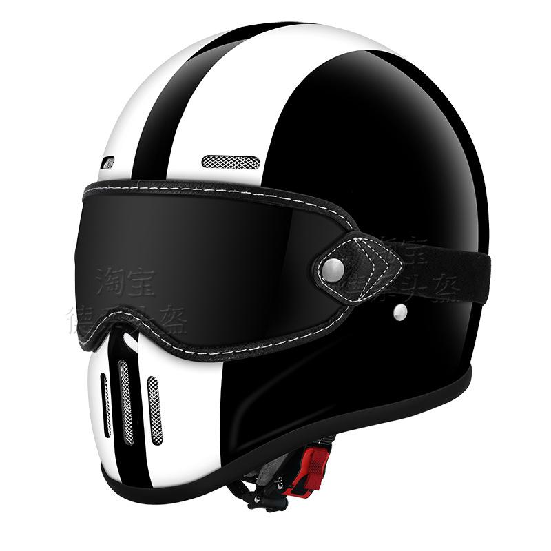 German Fiberglass Small Helmet Body Retro Helmet Motorcycle Men's and Women's Ultra-light Cruise Locomotive Full Helmet