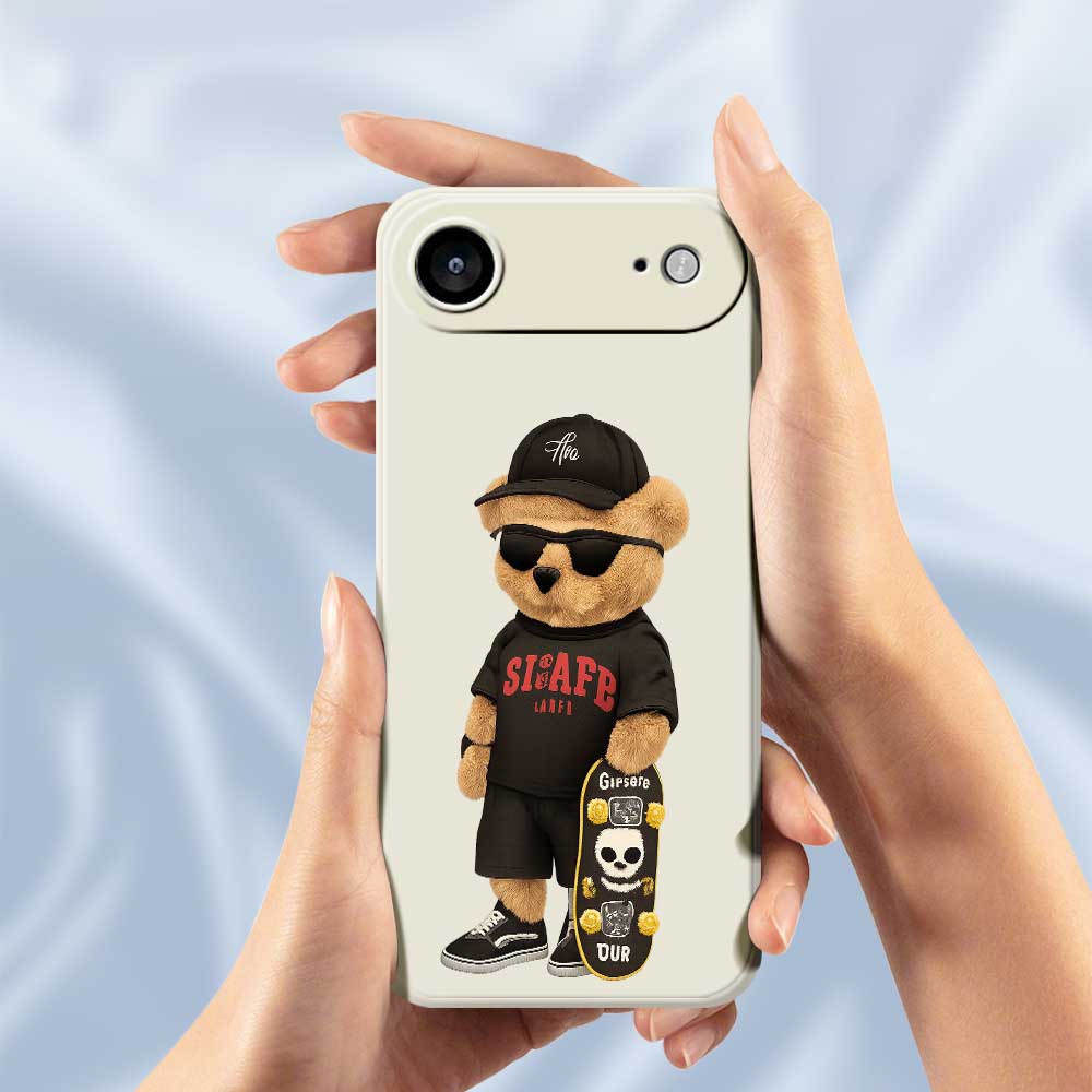 For iPhone 17 Air Case Cool Bear Pattern Printing Straight Edge TPU Phone Back Cover