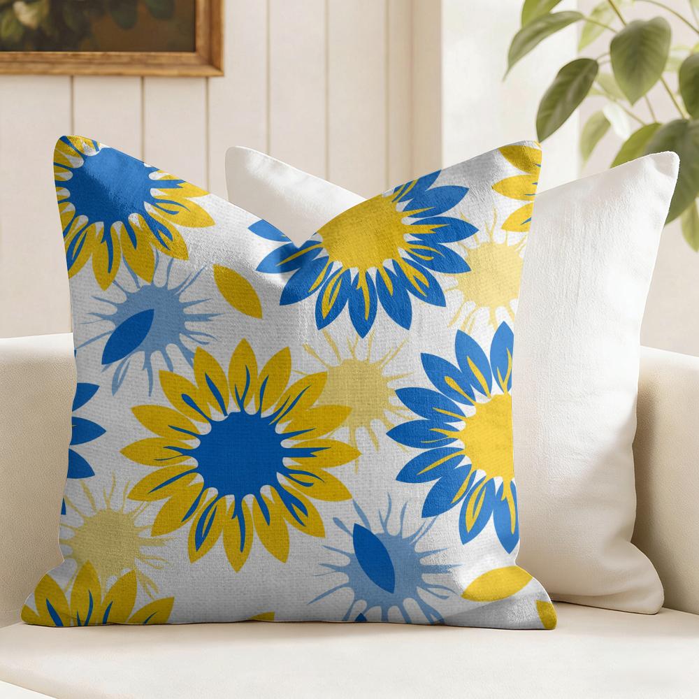 Sunflower Pattern Cushion Cover Natural Linen Pillow Cover DoubleSided Print Cushion Cover for Sofa Home Decor