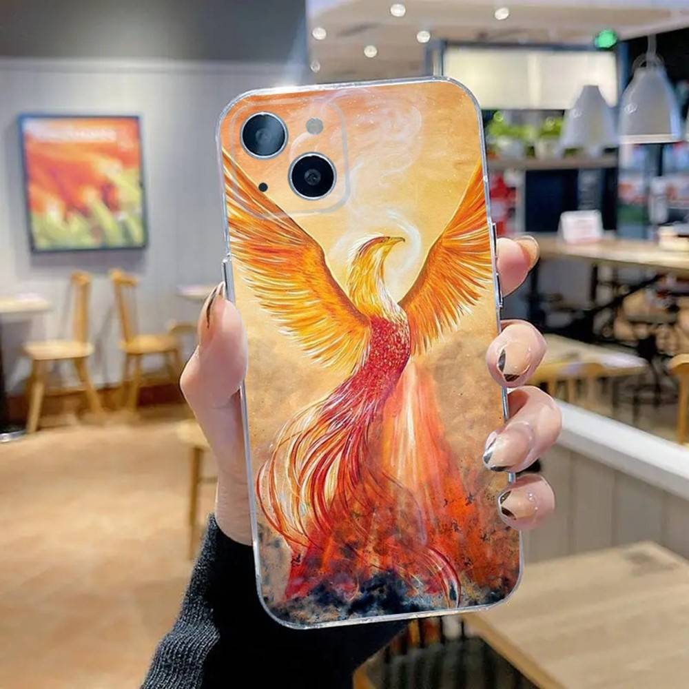 

Красный Золотой Крутой Феникс Чехол Для Телефона Для iPhone 16,15,14,13,12,11 Pro,Max,Plus,X,XS,XR,SE,Mini Прозрачный Силиконовый Мягкий iPhone15promax