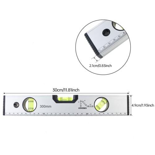 Smgda 300mm Powerful Magnet Level, Measures 45, 90, and 180, Aluminum Alloy Construction, for Measuring Wall Level, Checking Floor Level, Mounting