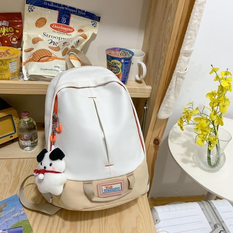 Unisex Harajuku Style Color Block Student Backpack Large Capacity Korean College Wind Ins New Shoulder Bag For Women