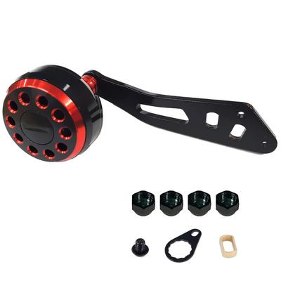 VISPREA Rollenteile Baitcasting-Rolle Trommelrolle Kurbel Aluminiumlegierung 109mm Kurbelknauf Shimano Daiwa Abu Garcia Custom-Teile Ersatz YU74 (Schwarz