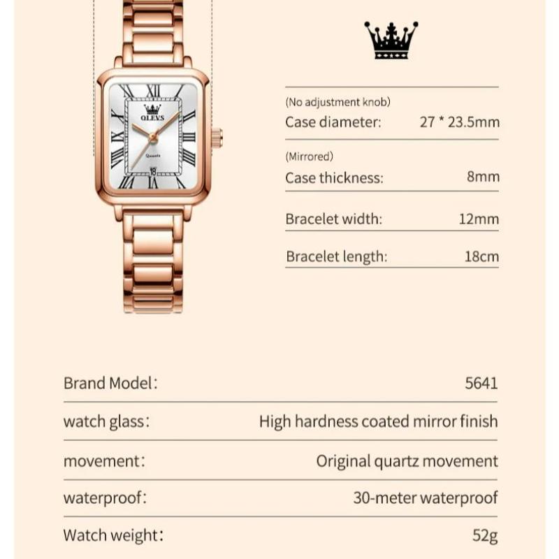 OLEVS Watches Womens New Square Quartz Watch Waterproof Luminous Date Ladies Watches Original Fashion Elegant Gifts