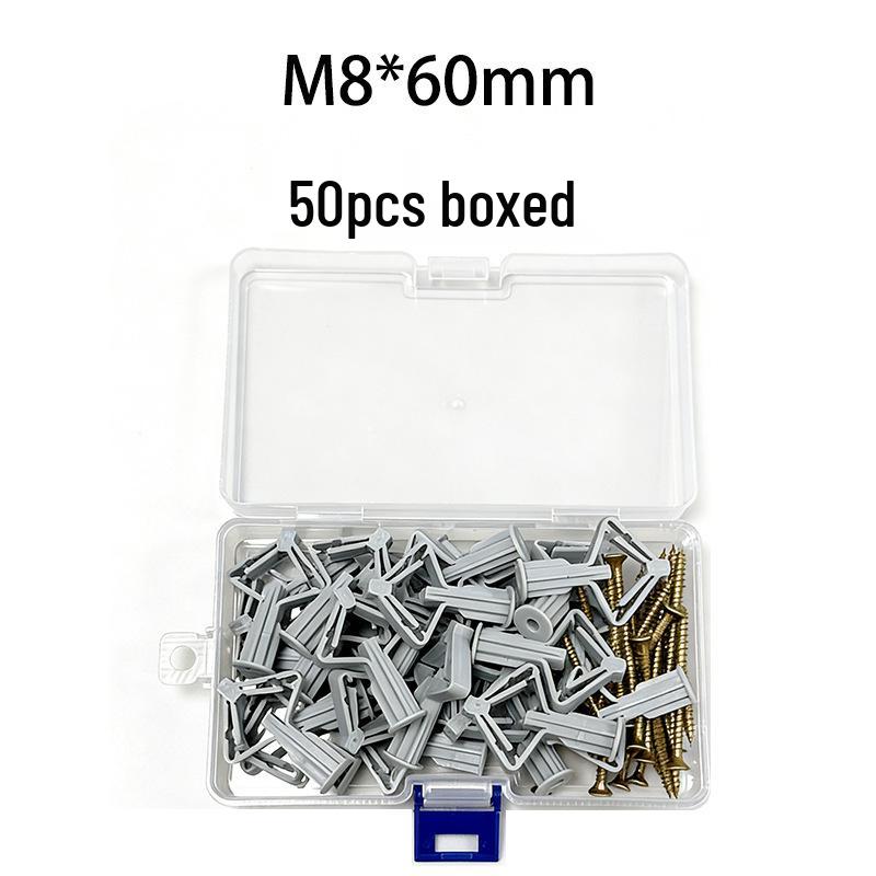 50pcs Boxed Butterfly Expansion Tubes with Self-Drilling Screws for Drywall Anchors